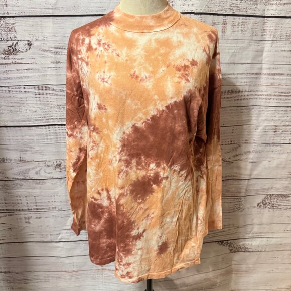 FREE PEOPLE We The Free Be Free Long Sleeve Tie Dye Tee in Cabernet Combo - Picture 3 of 9